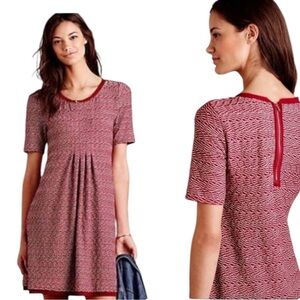 Maeve Anthropologie Wavy Textured Red and White Striped Mini Dress Size XS